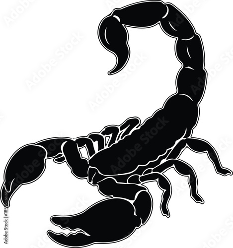 Silhouette of a dangerous scorpion ready to strike Vector Illustration
