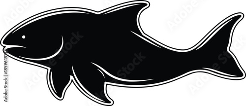 Silhouette of a stylized fish swimming gracefully Vector Illustration