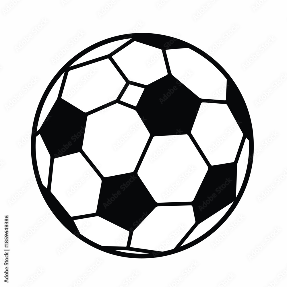 Fototapeta premium Classic outline illustration of a traditional soccer ball, perfect for sports-related designs, athletic themes, or gaming graphics and visual projects