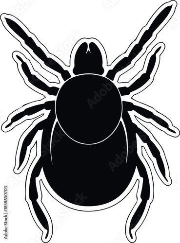 Silhouette Black Spider Arachnid Insect Dangerous Creature Halloween Decoration Vector Illustration
