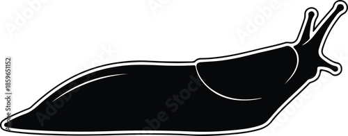 Silhouette of a slug with antennae on white background Vector Illustration