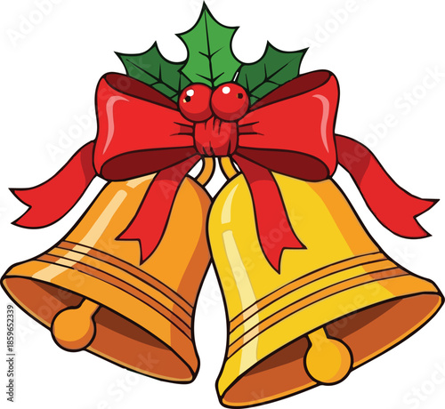 Christmas bells vector mistletoe eps