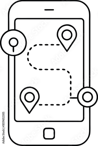 embodiment first routing app line art vector illustration on transparent background