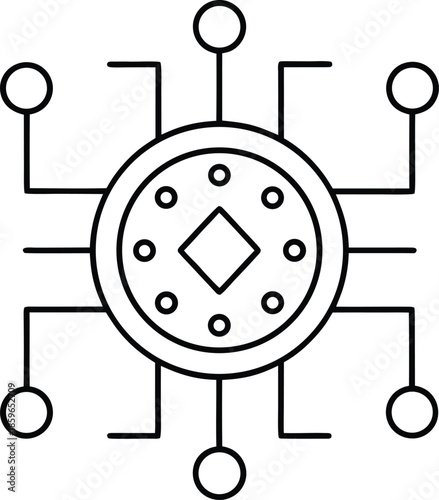 tech humility oath token line art vector illustration on transparent background