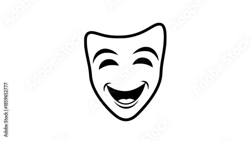 Joyful mask black white icon 