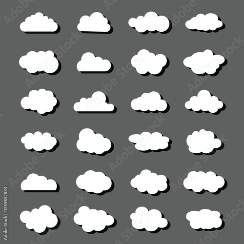 set of vector illustrations of clumpy clouds . weather cloud black icons sky clouds set . eps 10