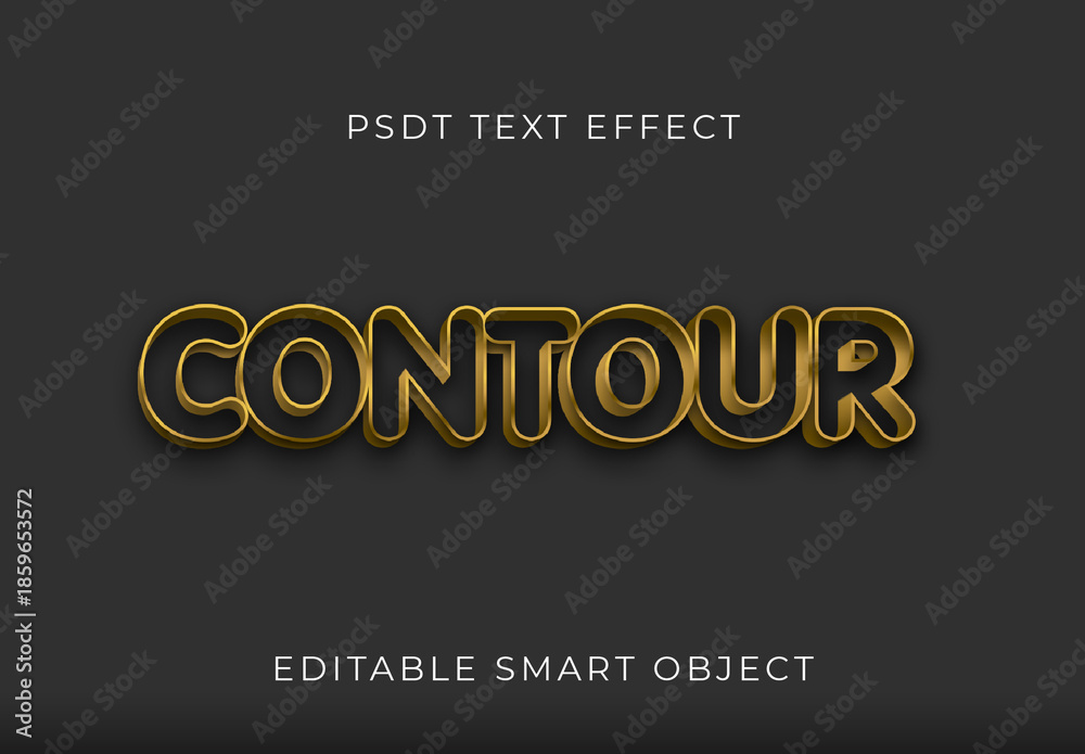 Golden Contour 3D Text Effect Outline Metallic Font Stock Template ...