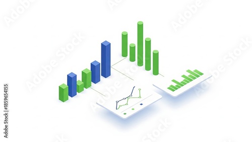 Wallpaper Mural Isometric Data Analytics Bar Chart Illustration Torontodigital.ca