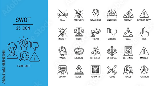 SWOT Analysis Business Strategy Planning Icons and Symbols