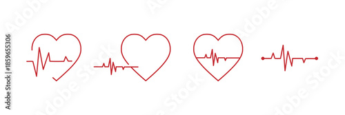 Heartbeat and Heart Pulse Line Icon Collection – Medical Cardiology Love and Health Monitoring Symbols Set