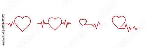 Heartbeat and Heart Pulse Line Icon Collection – Medical Cardiology Love and Health Monitoring Symbols Set
