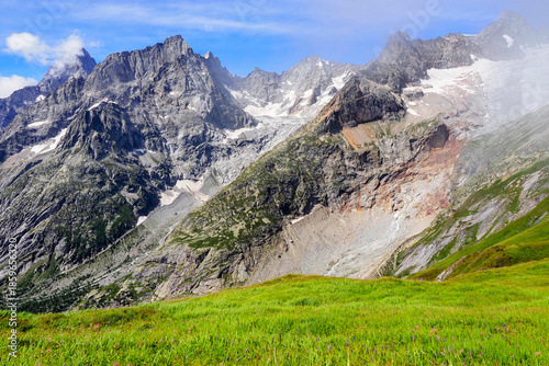 The Mont Blanc massif at the border of France, Italy, and Switzerland, showcasing Europe’s highest alpine landscape.
