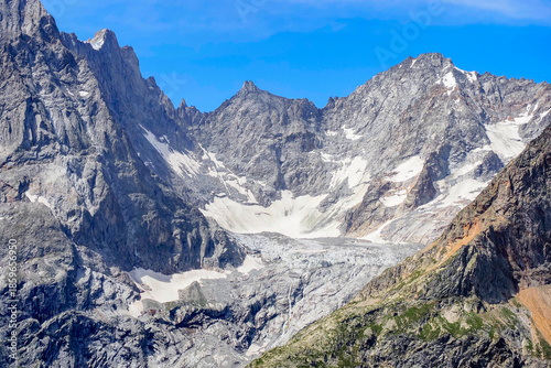 The Mont Blanc massif at the border of France, Italy, and Switzerland, showcasing Europe’s highest alpine landscape.