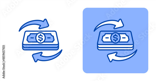 Cashflow Line Color  Two-tone color and contrasting background icon illustration