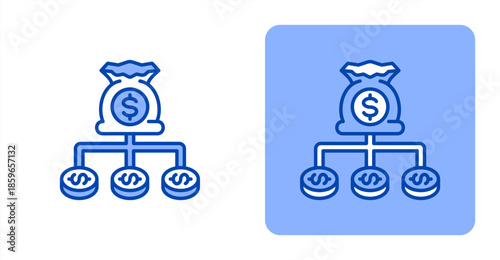 Diversify Line Color  Two-tone color and contrasting background icon illustration