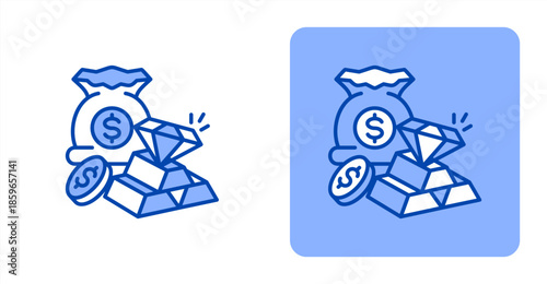 Wealth Line Color  Two-tone color and contrasting background icon illustration