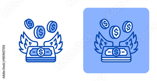 Financial Freedom Line Color  Two-tone color and contrasting background icon illustration