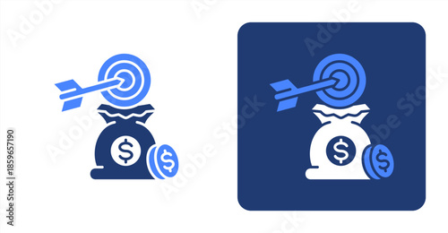 Goals Glyph Color  Two-tone color and contrasting background icon illustration