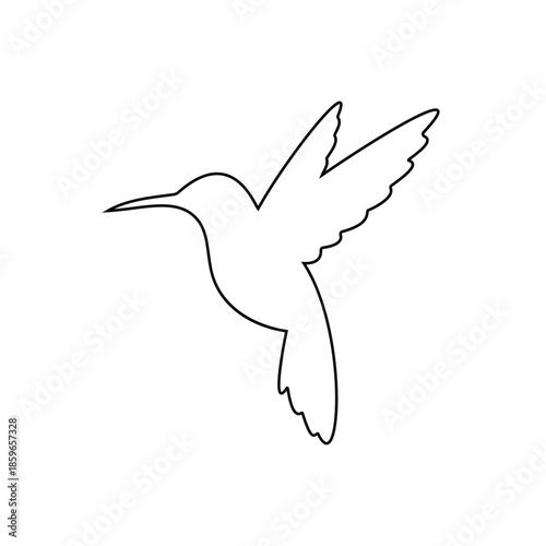 Simple hummingbird outline icon vector flat illustration design.