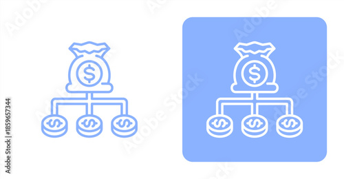 Diversify Line  Two-tone color and contrasting background icon illustration