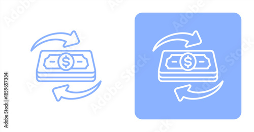 Cashflow Line  Two-tone color and contrasting background icon illustration