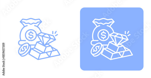 Wealth Line  Two-tone color and contrasting background icon illustration