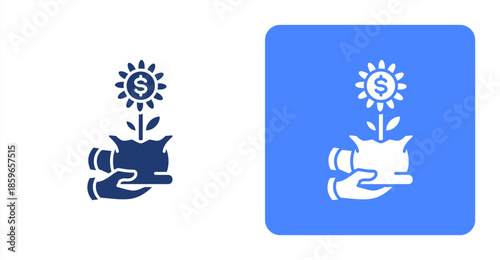 Prosperity Glyph  Two-tone color and contrasting background icon illustration