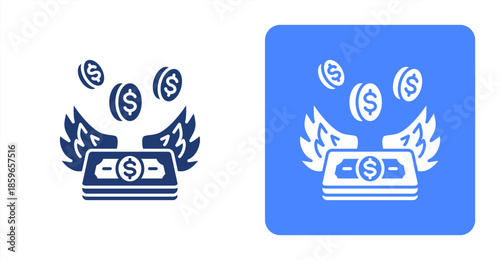 Financial Freedom Glyph  Two-tone color and contrasting background icon illustration