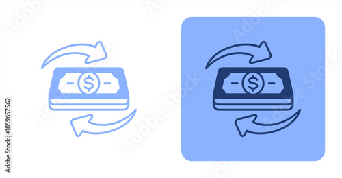 Cashflow Mixed  Two-tone color and contrasting background icon illustration