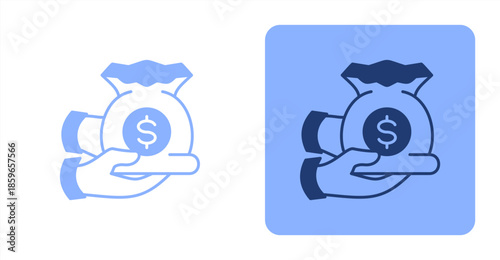 Capital Mixed  Two-tone color and contrasting background icon illustration