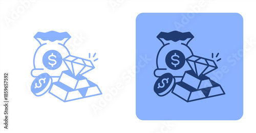 Wealth Mixed  Two-tone color and contrasting background icon illustration