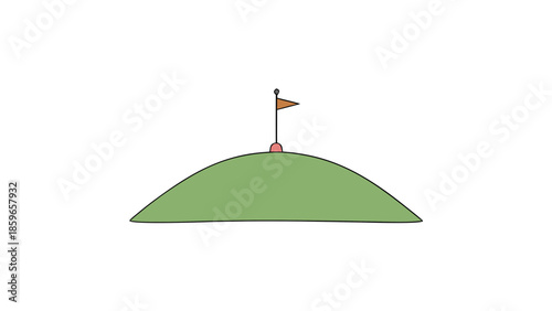 a hill with a single perfectly straight flag pole for web and graphic design