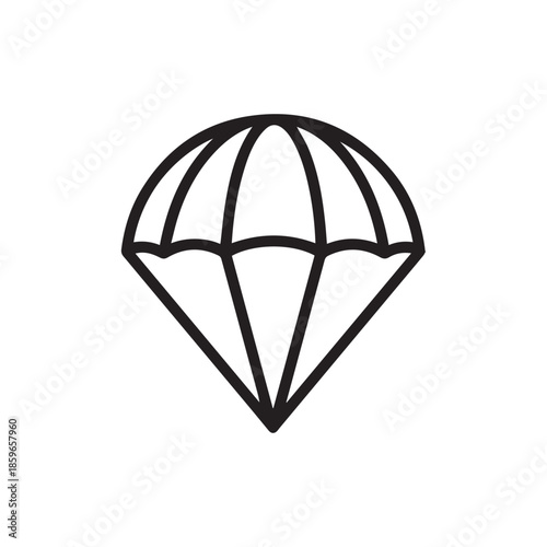 Simple Line Art Icon of a Parachute
