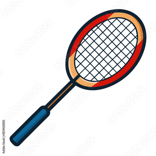 Vibrant tennis racket with red and orange accents
