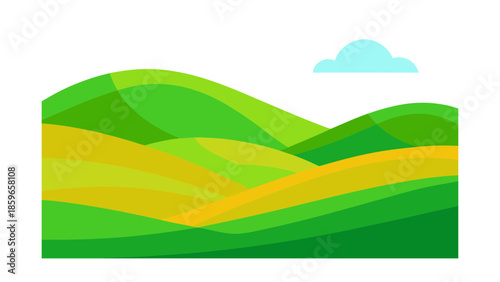 clean flat landscape of green hills bright palett for web and graphic design
