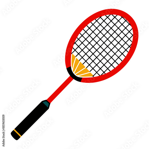 Vibrant red tennis racket with black and yellow accents