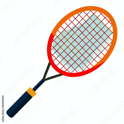 Vibrant orange and red tennis racket with black handle