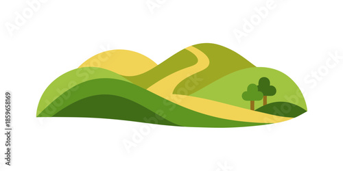 flat countryside hills with gentle curves modern for web and graphic design
