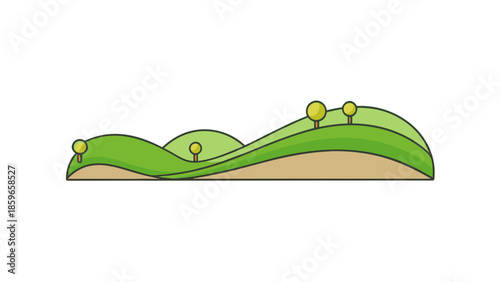 flat rolling hills scenery simple geometric shape for web and graphic design
