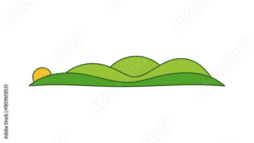 flat rolling hills scenery simple geometric shape for web and graphic design