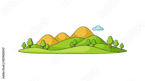 flat scenic hills illustration abstract shapes w for web and graphic design