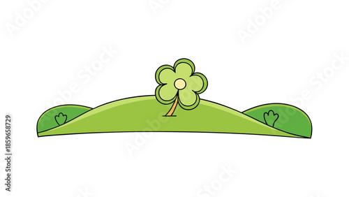 grassy landscape with a clover shape on the fore for web and graphic design