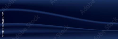 Navy blue silk satin. Silky shiny fabric. Dark luxury background with space for design. Banner. Wide. Long. Panoramic. Template. Flat lay, top view table. Beautiful.Elegant.Birthday,Christmas.
