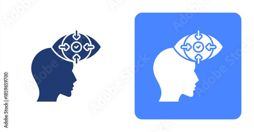 Concentration GlyphTwo-tone color and contrasting background icon illustration