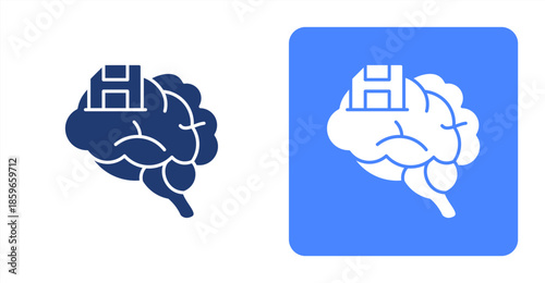Memory GlyphTwo-tone color and contrasting background icon illustration