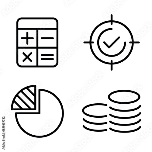 Business and Finance Icon Set Vector Line Art Design Template