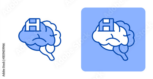 Memory Line ColorTwo-tone color and contrasting background icon illustration