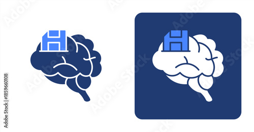 Memory Glyph ColorTwo-tone color and contrasting background icon illustration