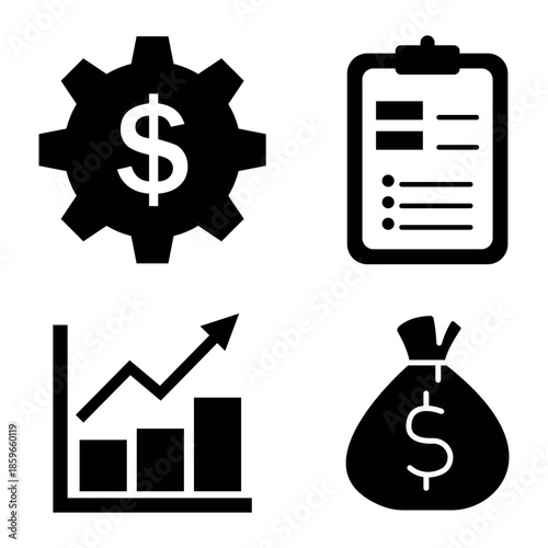 Business and Finance Icon Set Vector Design Glyph Template