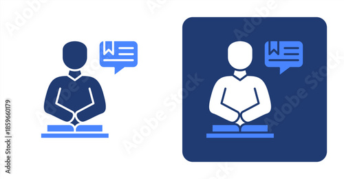 Learning Glyph ColorTwo-tone color and contrasting background icon illustration